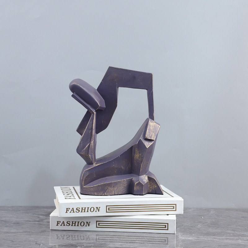 BUQM Nordic minimalist abstract resin hollow thinker figure decorative ornament for living room, study, hotel, and home