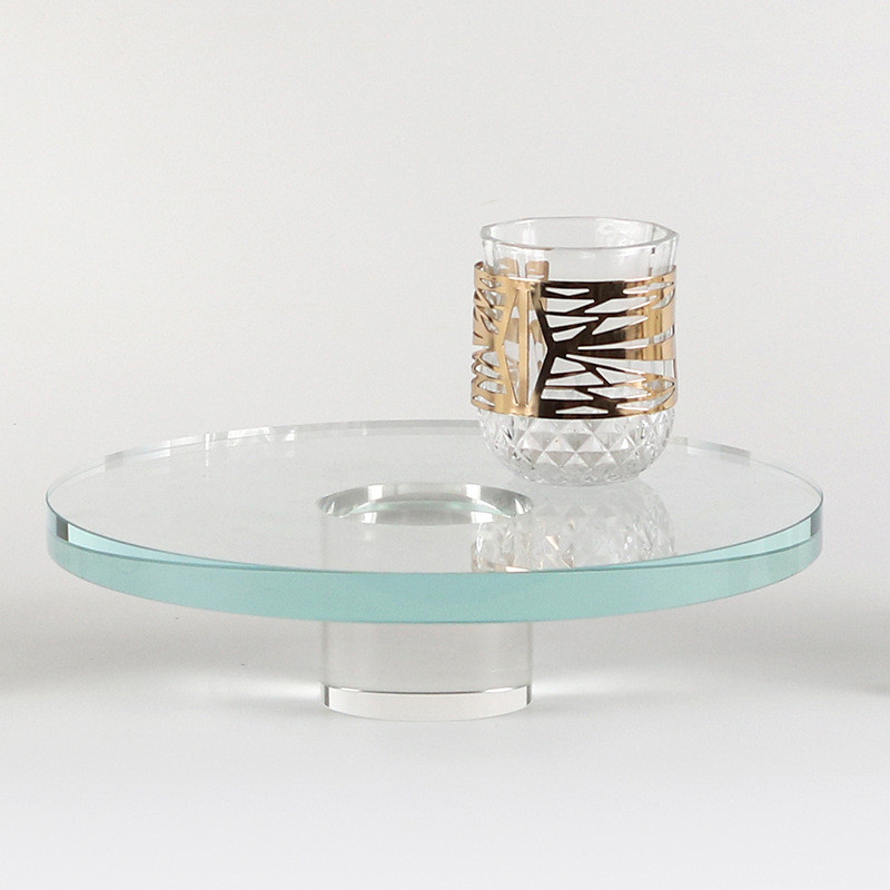 XWNY Nordic minimalist decorative pieces, crystal round fruit platter on a high stand, tabletop art, light luxury style,
