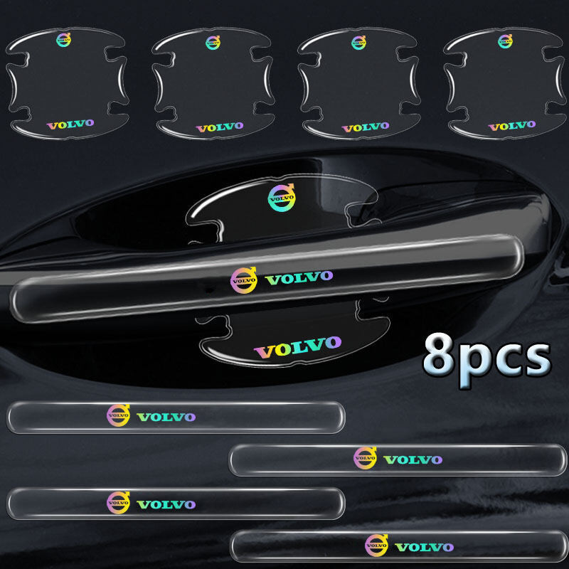 8 Peças Adesivos Protetores Invisíveis Coloridos a Laser para Maçanetas de Carro Volvo XC40 XC60 XC90 S60 S90, Películas