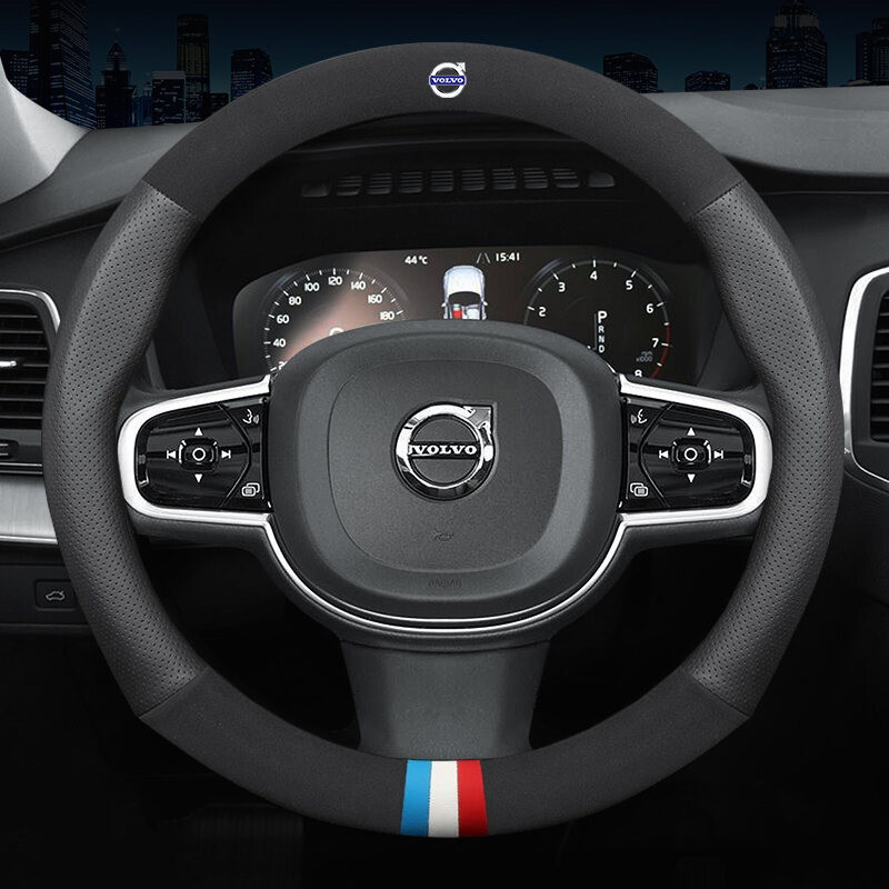 Capa de Volante de Carro em Couro para Volvo S40 S60 S80 S90 XC40 XC60 XC90 V40 V50 V60 V90 2018 2019 2020 2021 Acessóri