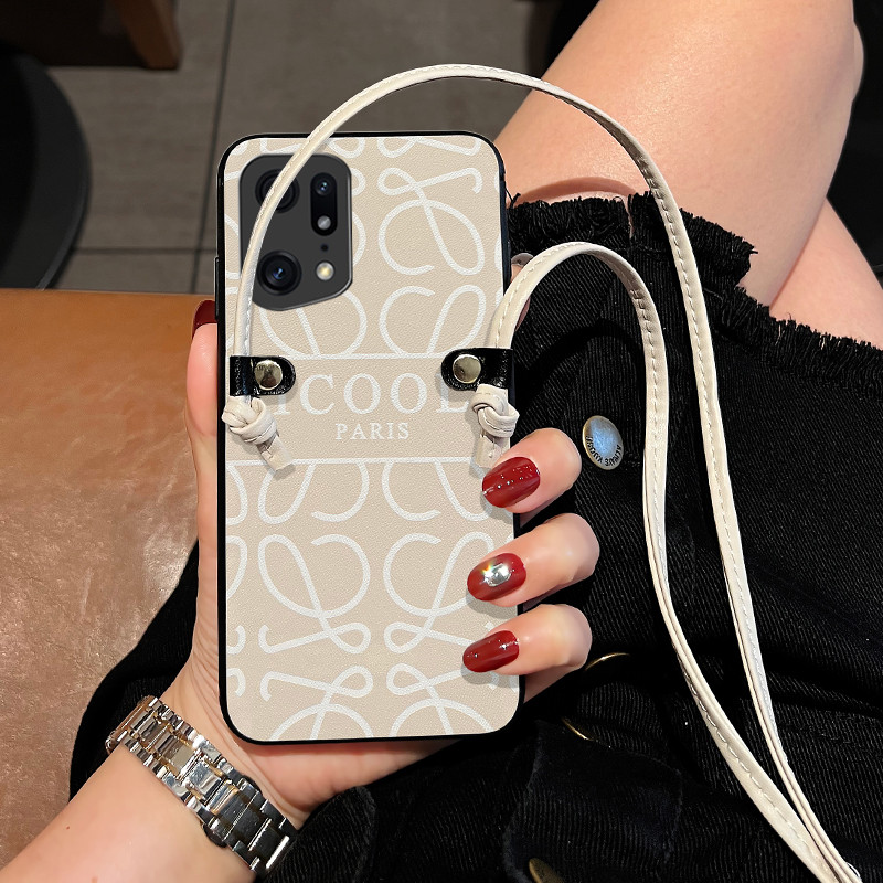 Adequado para OPPOFindX5 Phone Case findx3pro Crossbody Capa protetora Halter Neck Lanyard Capa de couro FINDX2 Pulseira