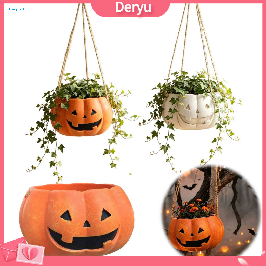 Modern Room Accents Hanging Planter for Indoor Plants Pumpkin Shaped Plant Pot 4.3 Inch Lightweight Resin Flower with Ad