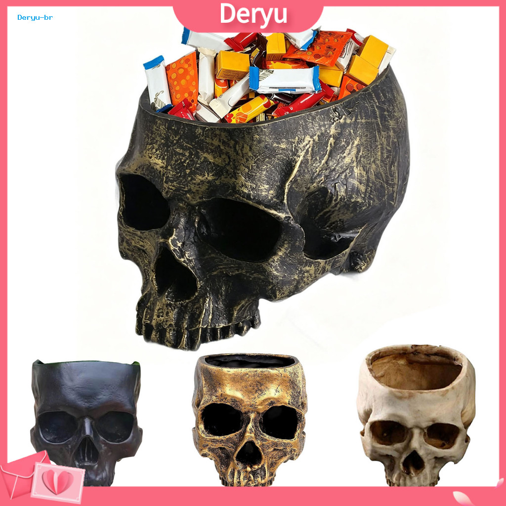 Halloween Desk Organizer Niche Holiday Presents Skull Planter Resin Flower Pot Candy Bowl Decoration for Home Office Tab