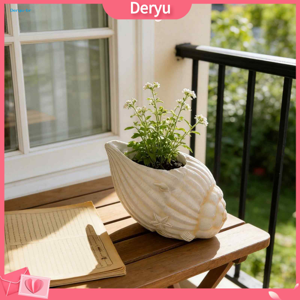 Ocean Theme Room Accessories Succulents Planter Pot Seashell Conch Resin Ocean-themed Flower with Drainage Hole Beach Sh