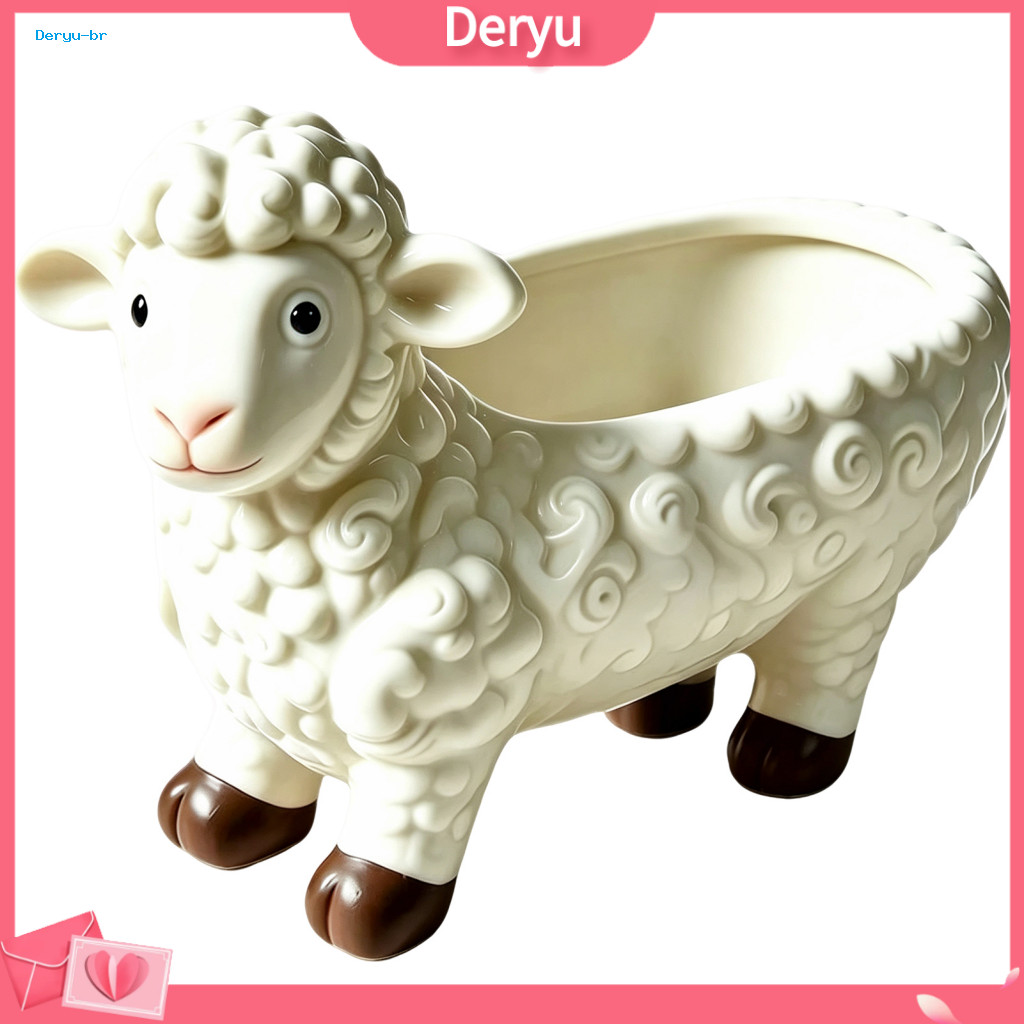 Indoor Outdoor Gardening Decor Sheep Shaped Planter Curly Resin Pot – Cute Lamb Flower for Succulents Cacti Decorative