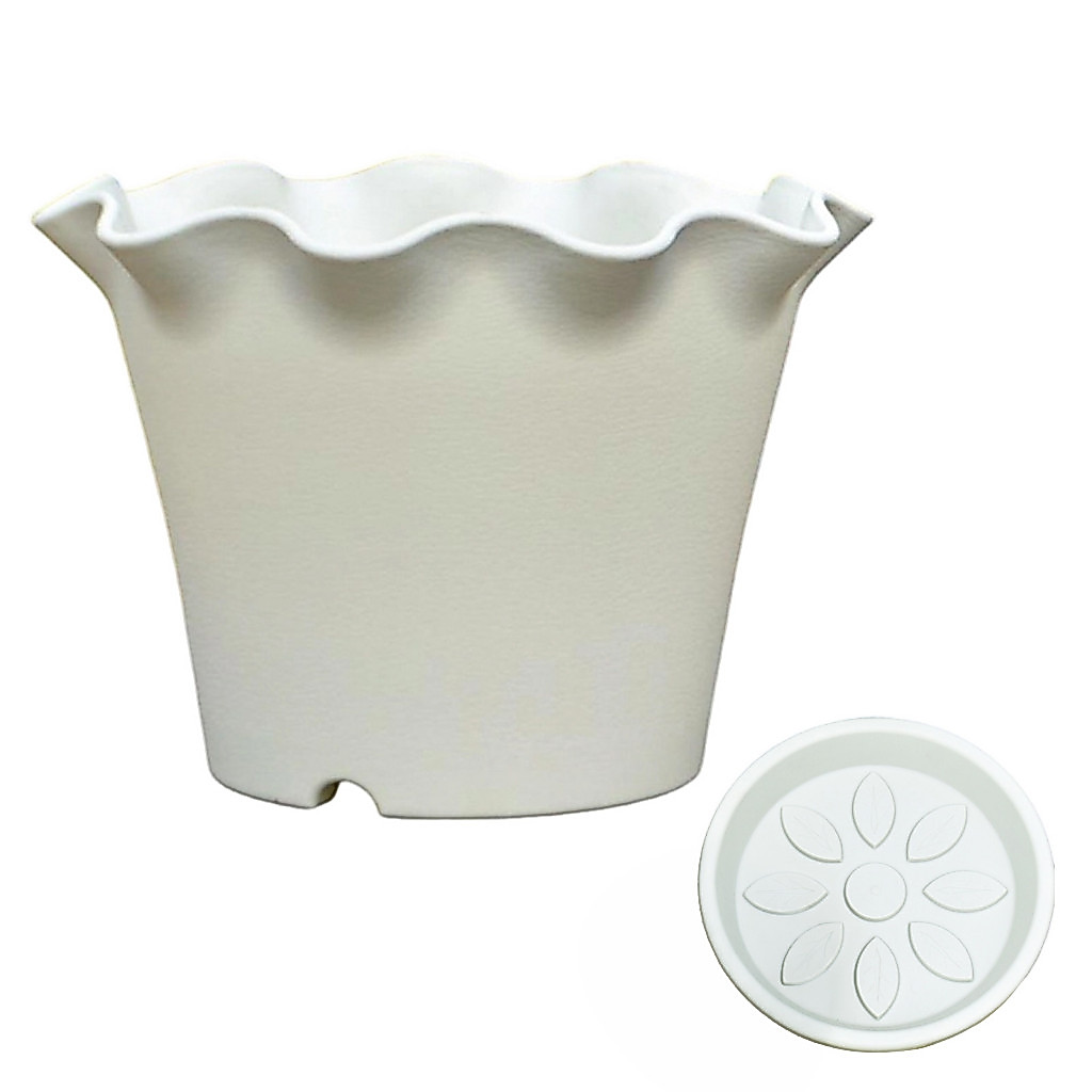 Breathable Flower Pots for Matte Resin Planters for Roses with Drainage Holes Tray Saucers Edge for Indoor Outdoor Plant