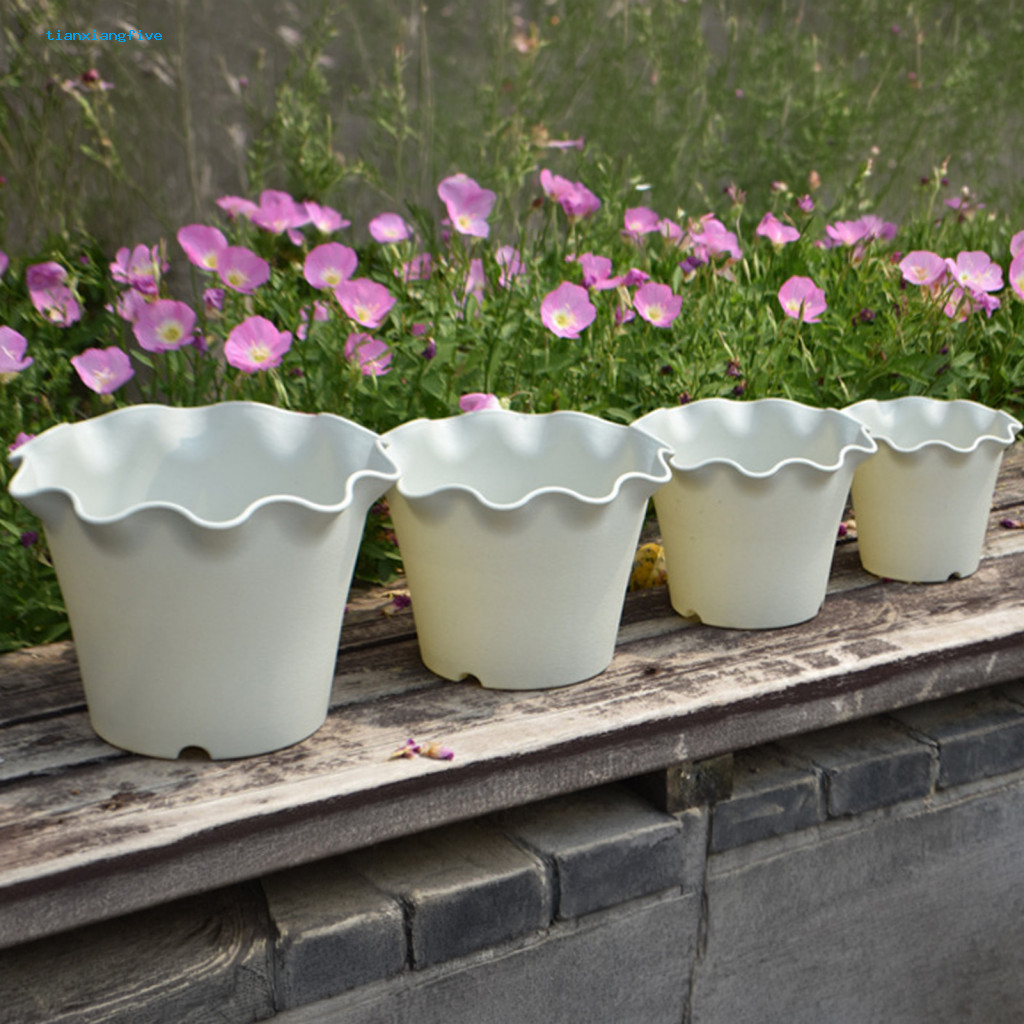 Matte Resin Planters for Roses Breathable Flower Pots for with Drainage Holes Tray Saucers Edge for Indoor Outdoor Plant