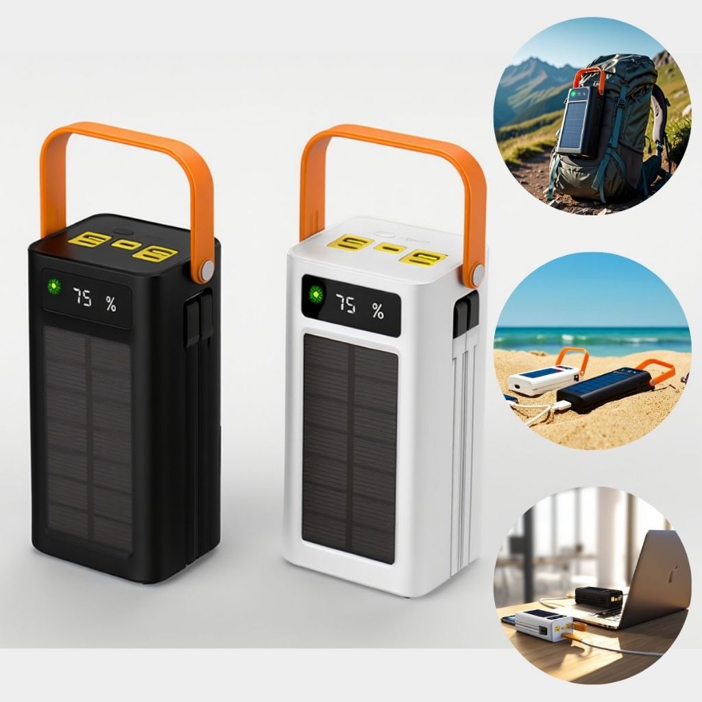 Power Bank de 50000mah Solar Turbo Carga Rápida Portátil Grande c Tela Digital