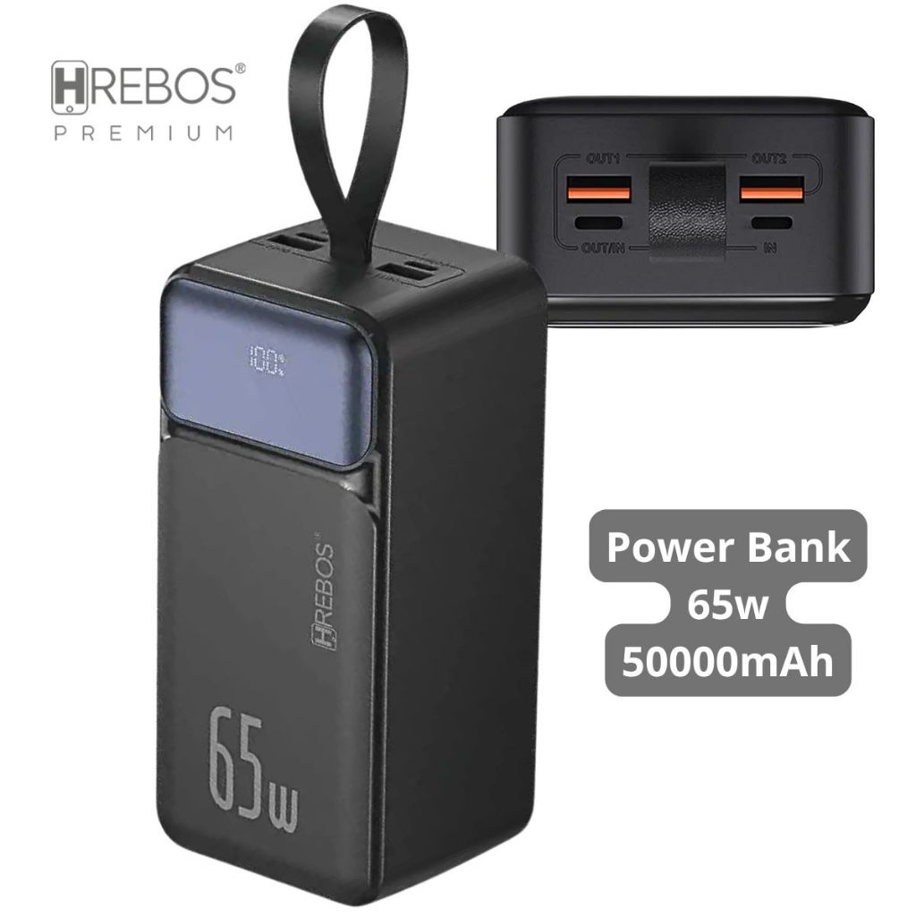 Power Bank Turbo 65w 50000mah Com Display Digital Notebook Carregador Bateria Portátil Usb-C Usb-A