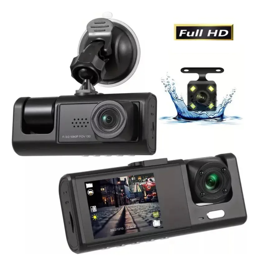 3 Lens DVR Vehicles Security Camera 1080P Video Recorder Record Front, Inside and Rear View