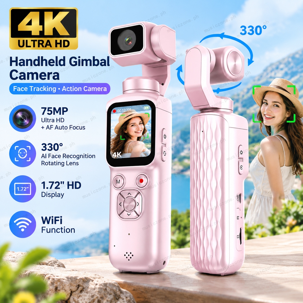 Câmera De Ação Gimbal De Bolso 4K 330 ° Rastreamento Facial Vlog Cam 75MP Foto WiFi Gravador De Vídeo Portátil Para Viag