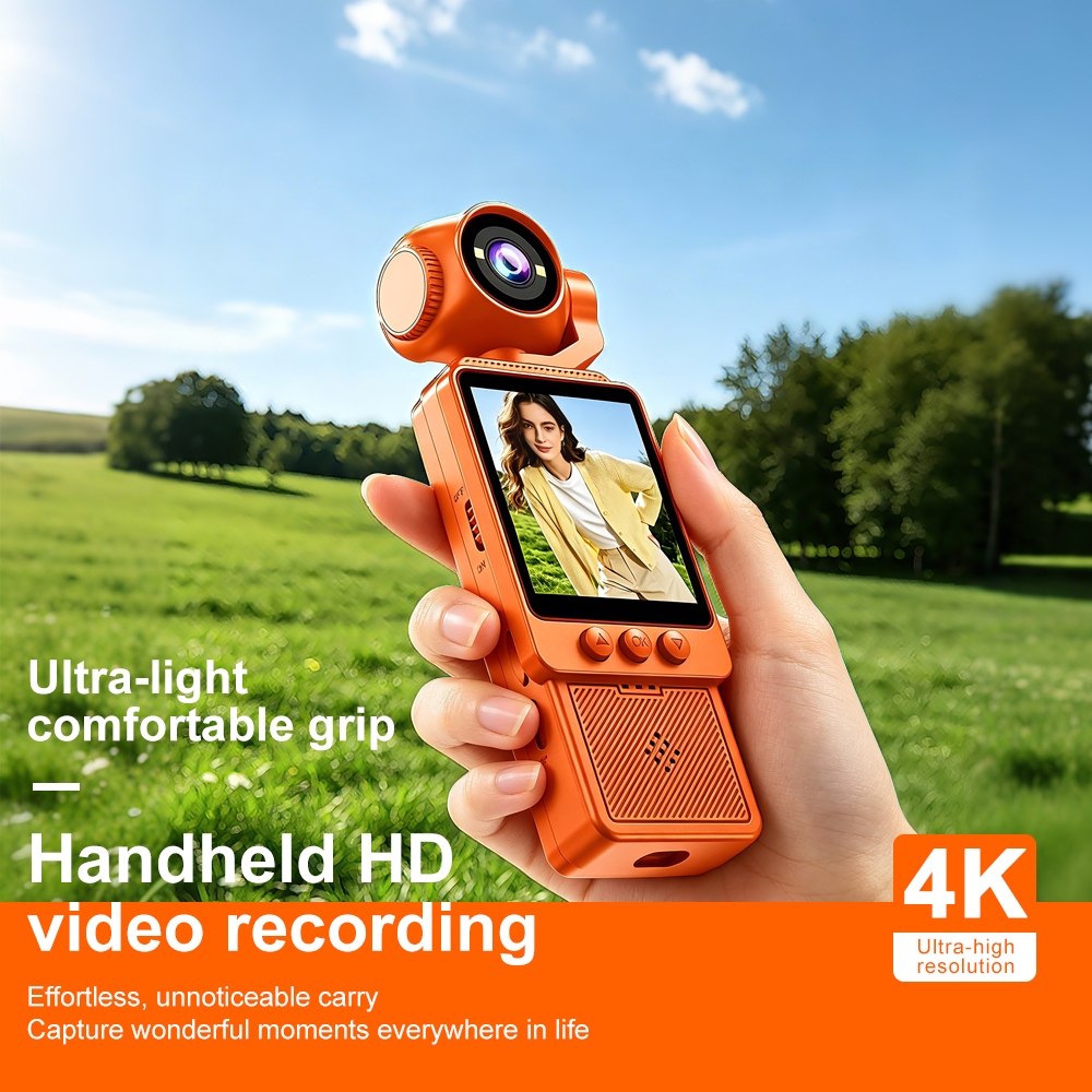 Câmera De Bolso 4K Com Rotação De 270 Vlogging Cam Redução De Ruído WiFi Gravador De Vídeo Portátil Tela Grande