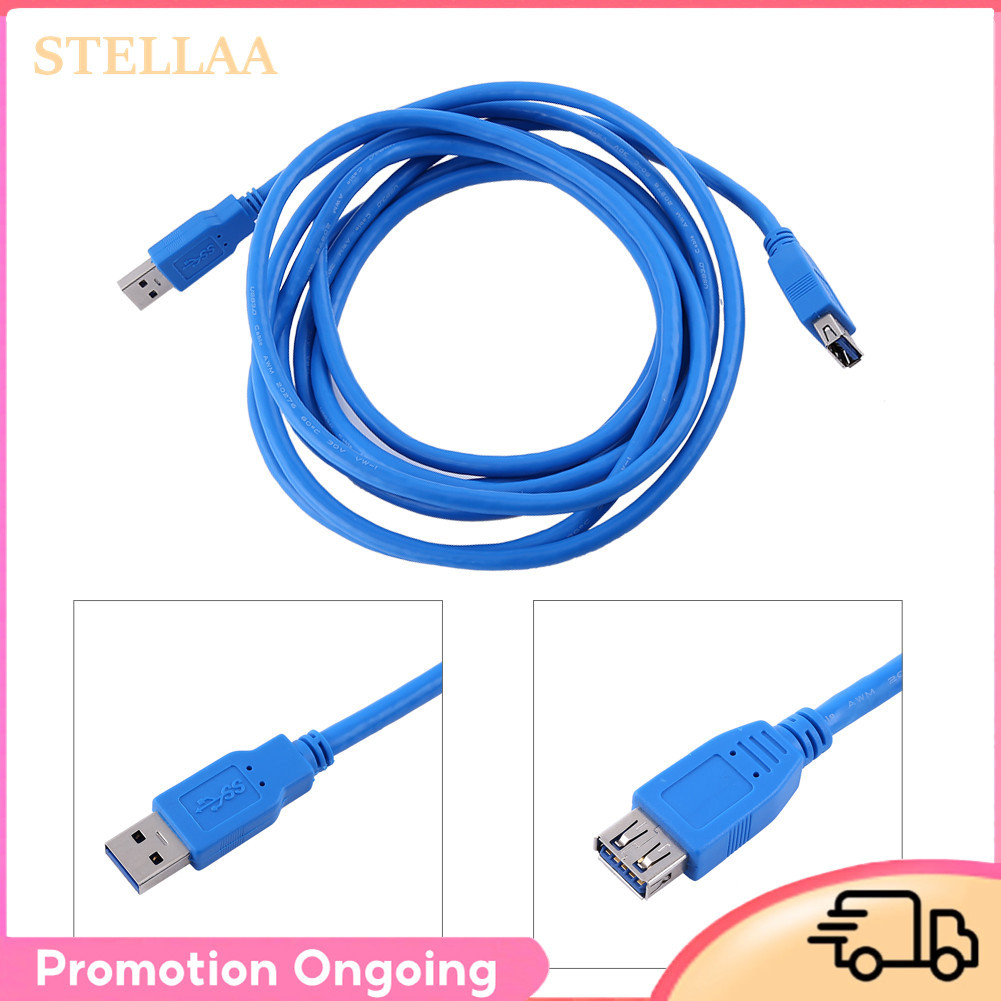 Stellaa USB 3.0 A Cabo de extensão macho para fêmea 5 Gbps SuperSpeed ​​Data Sync Opções de comprimento de 1 m / 1,8 m