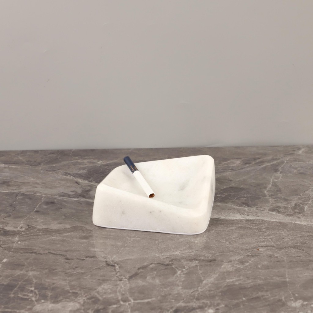 PX8M Light luxury, wabi-sabi style, natural yellow travertine marble ashtray, tabletop decoration, living room coffee ta