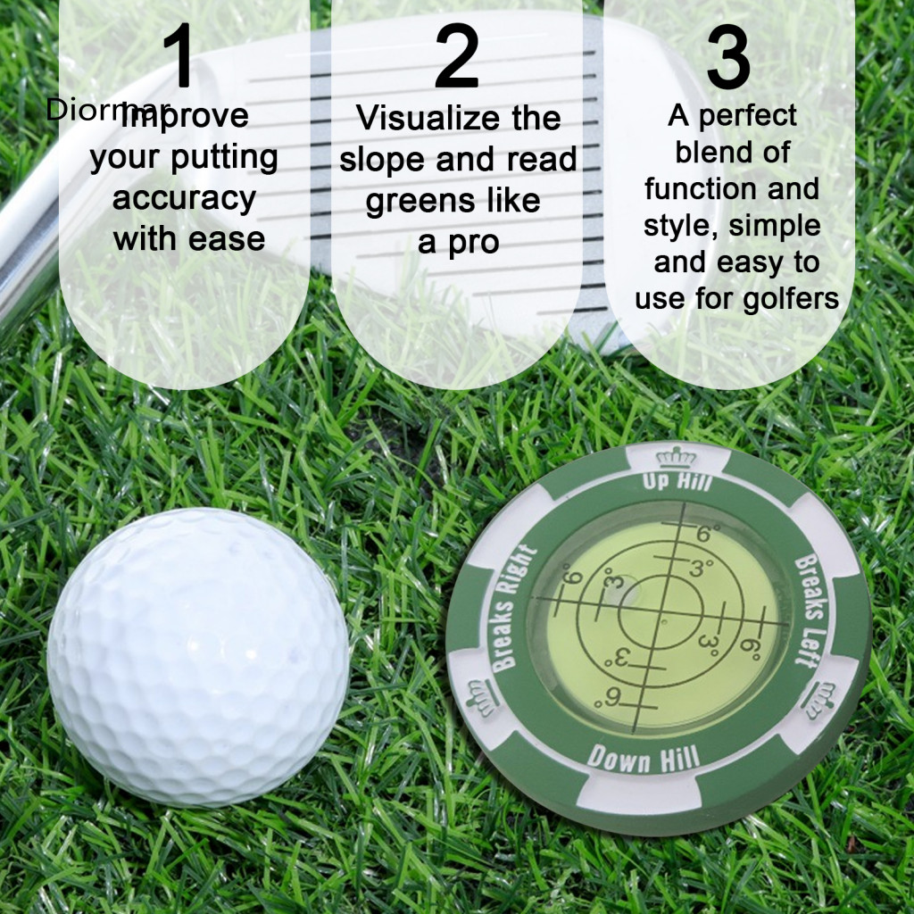 Accurate Golf Green Reading Slope Reader Hat Clip with Ball Marker and Bubble Level – High Precision Portable Putting