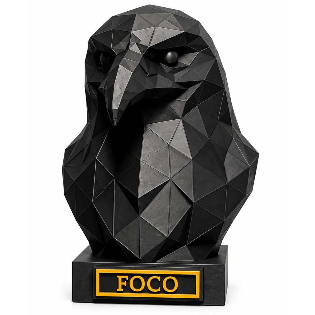 Estátua Decorativa Águia Foco Preta Geométrica para Escritório e Decoração