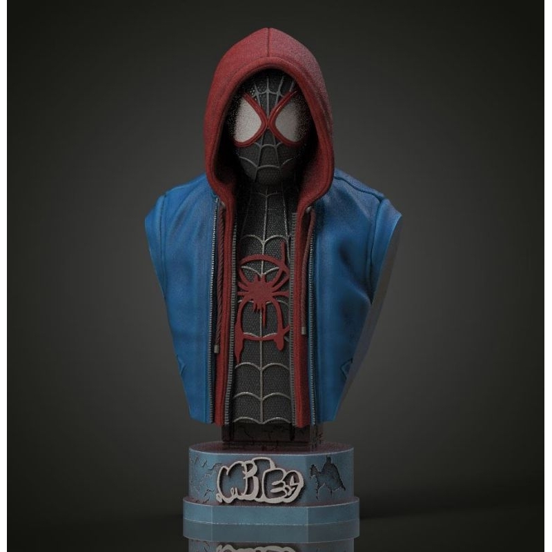 Homem Aranha Busto action figure | colecionável| Miles Morales| Colecionável decoração geek - Com e Sem Pintura