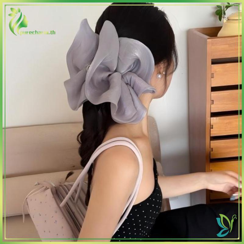 [Beleza] Presilhas De Cabelo Macias Plissadas De Chiffon Flor Banana Antiderrapantes Da Moda Para Mulheres Sessão De Fot