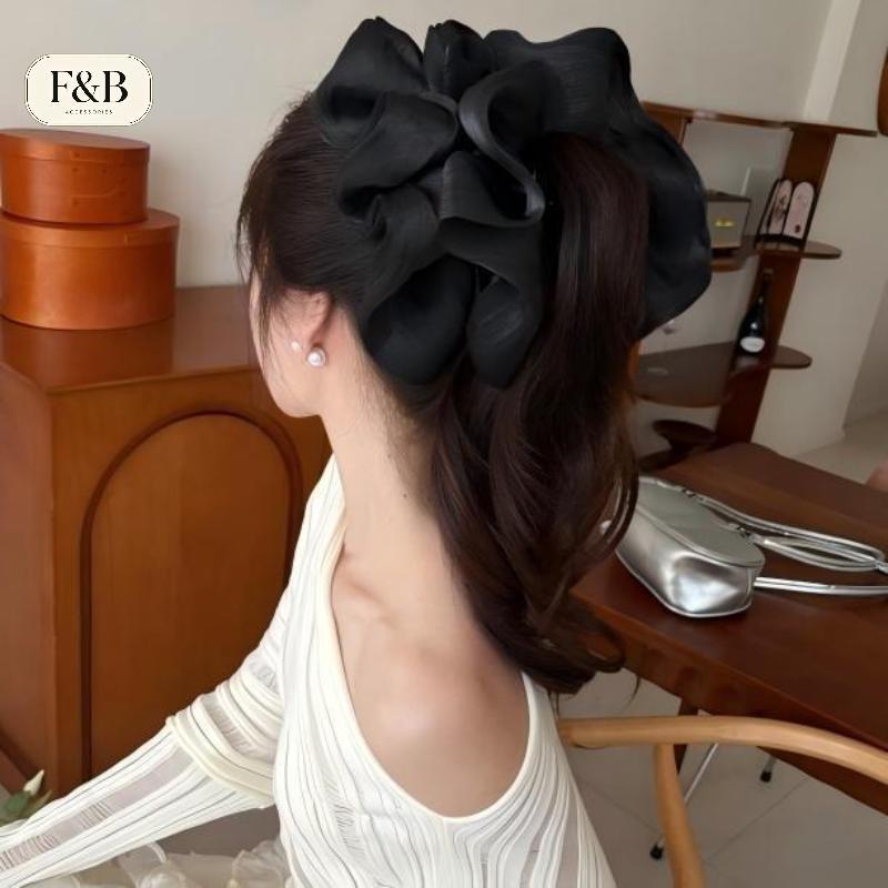 [maoting] Presilhas De Cabelo Macias Plissadas De Chiffon Flor Banana , Aderência Segura , Antiderrapantes Para Mulheres