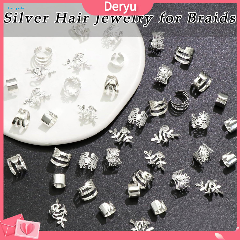 Dreadlock Hair Accessories Hollow Carved Rings 32/40/60pcs Cuffs Open Design Easy to Wear for Festivals for Men