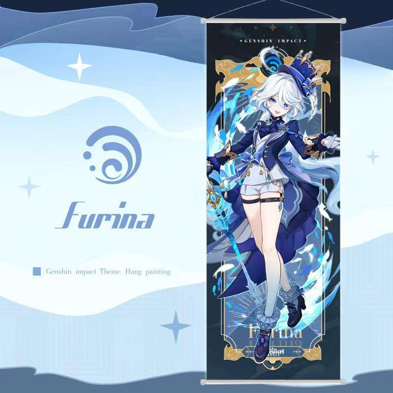 Genshin Impact Furlosis Floating Scroll Canvas Painting Wall Hanging Home Decoration Anime Poster Art Living Room Gift