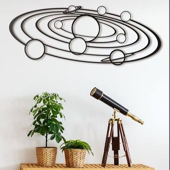 Quadro Decorativo Quarto Aplique de Parede Vazado Decoração Sistema Solar Universo Galáxia mdf 3mm