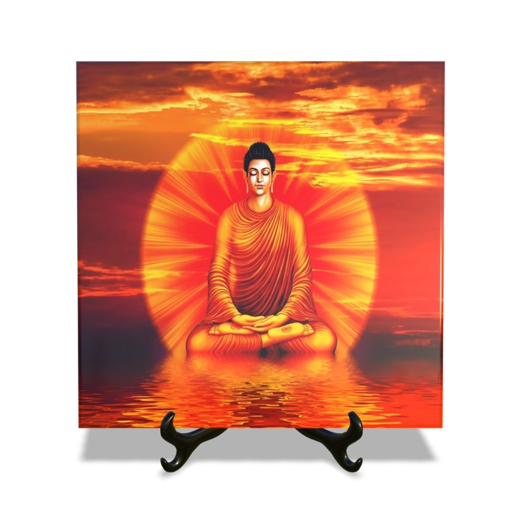 Quadro Azulejo Buda Modelo 3 diversos tamanhos cerâmica Decoração presente indiano budista religião