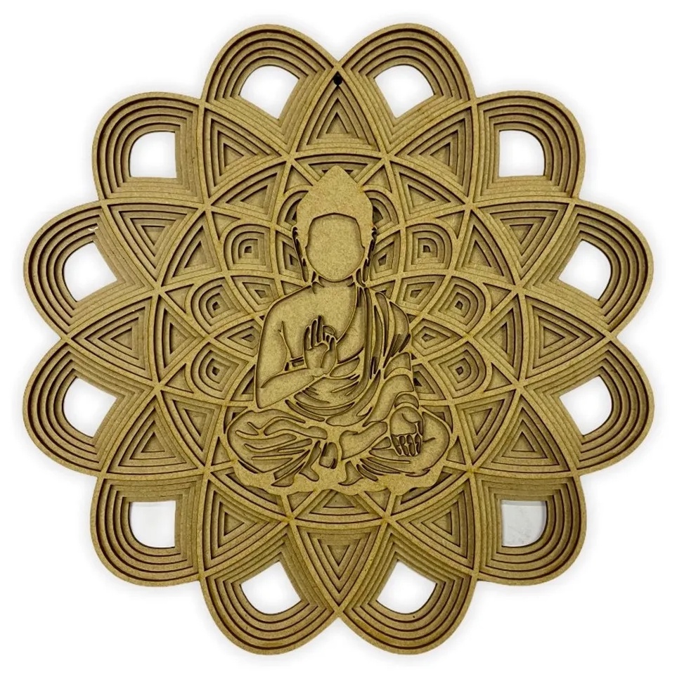 Quadro Mandala 3d Buddha 35cm Com 5 Camadas