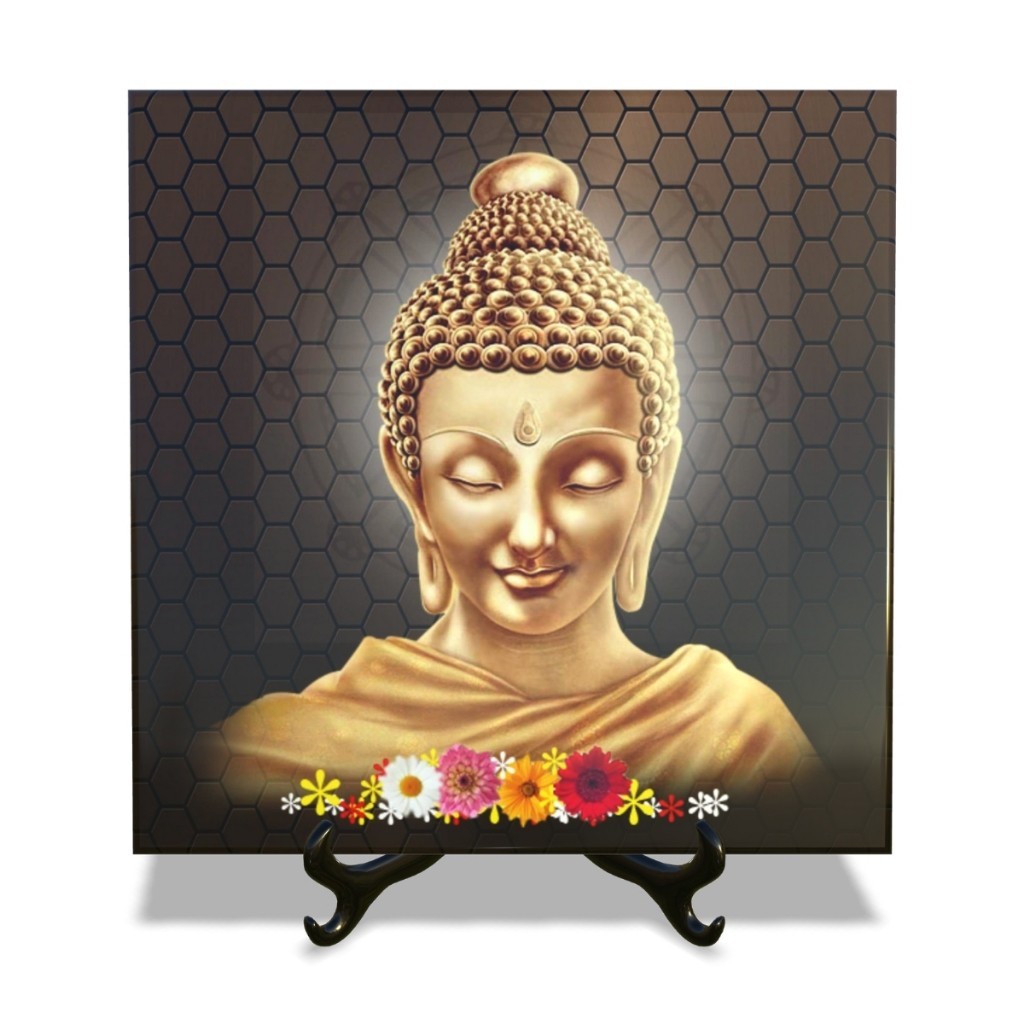 Quadro Azulejo Buda Modelo 3 diversos tamanhos cerâmica Decoração presente indiano budista religião