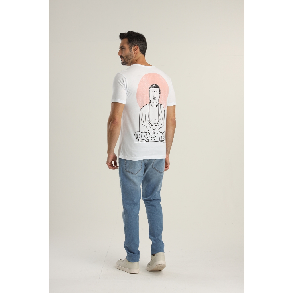 Camiseta Masculina Algodão Premium VON DER VOLKE Estampa Costas Espiritual BUDDHA
