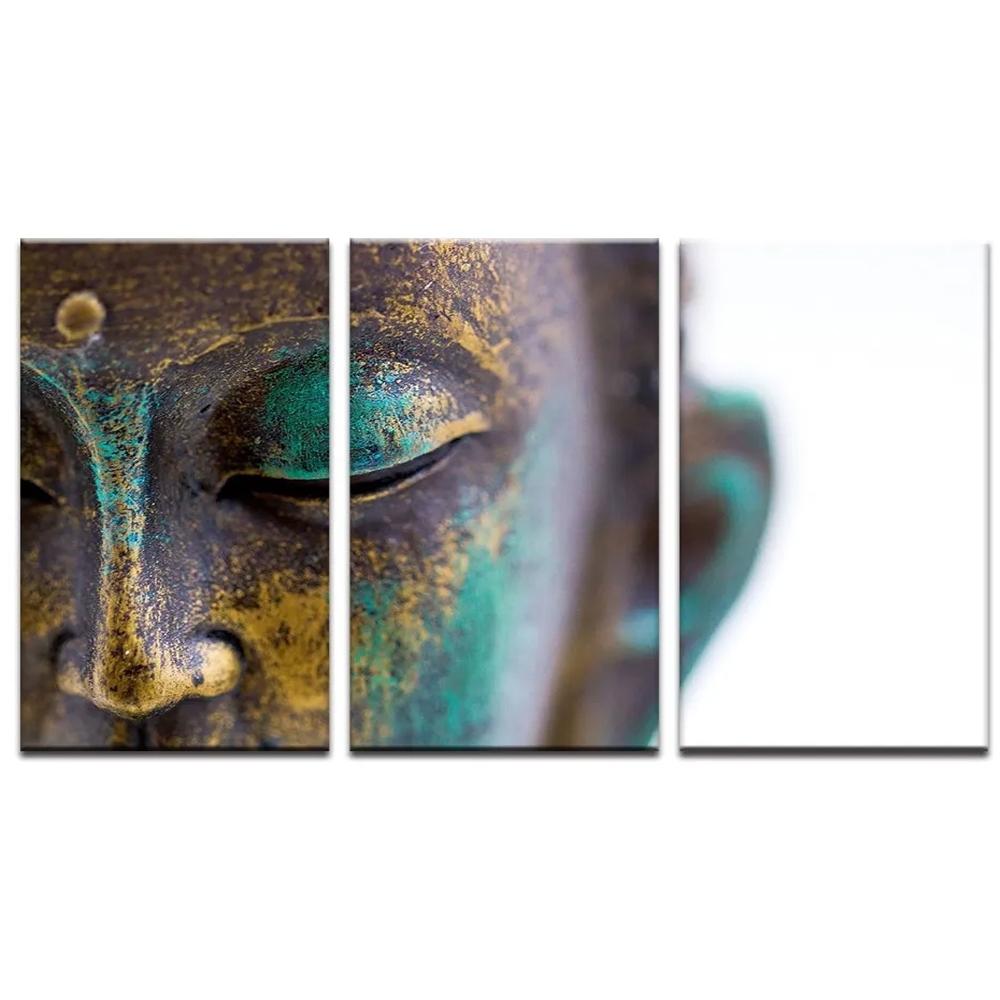 Quadro Decorativo 3 Peças Buda Budismo Religião Buddha Crença