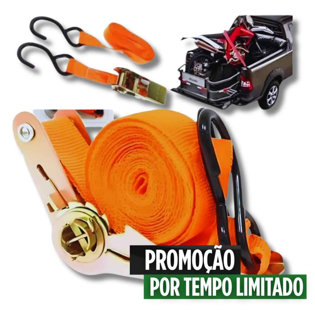 Cinta Catracada 4,5m x 2,5cm Prendedor de Carga Ajustável Até 65kg Transporte Seguro Mudança Bagagem Ferramentas