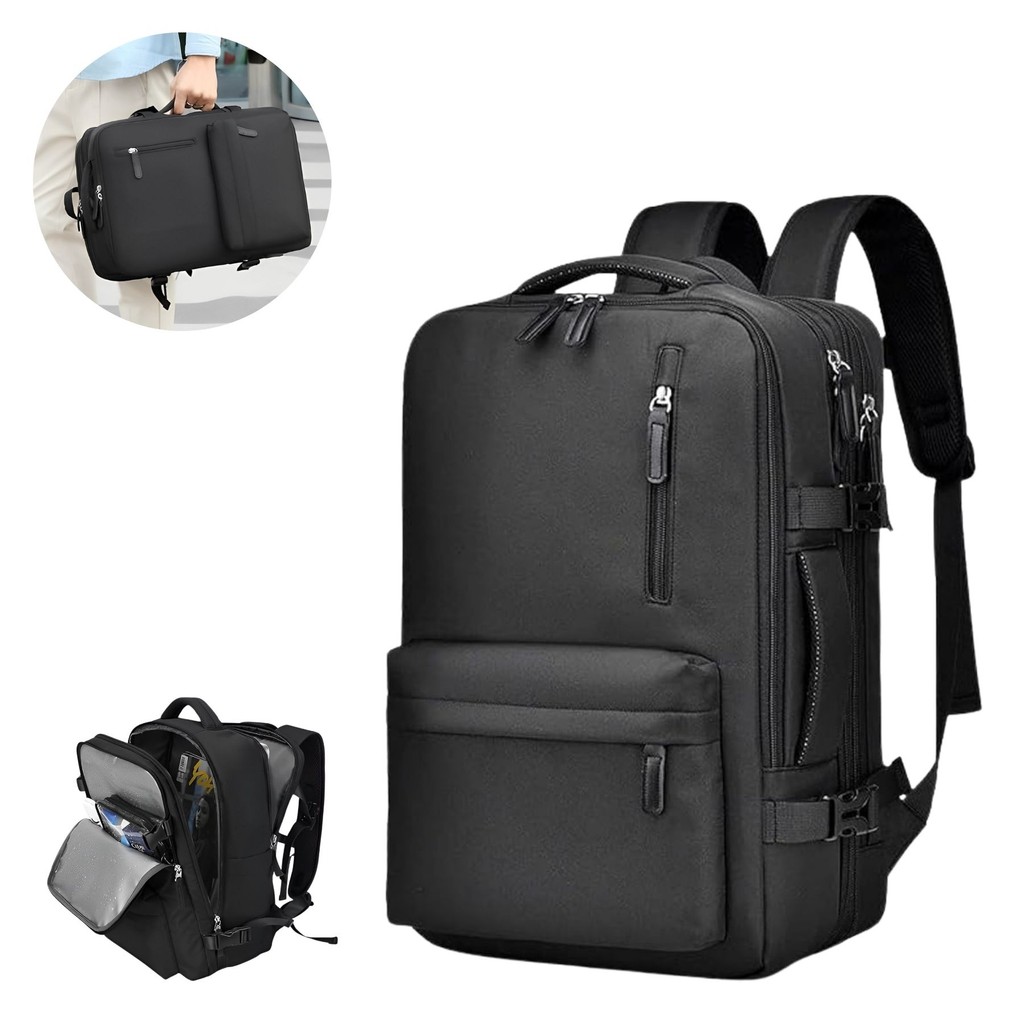 Mochila de Viagem 30-42L Impermeável com Compartimentos Grandes e USB