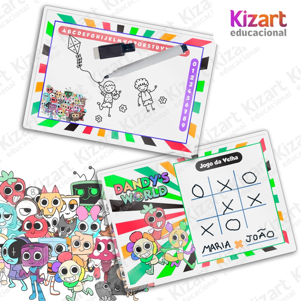 Lousa Mágica + Caneta Com Apagador Lembrancinha Festa Infantil Tema Dandy´s World