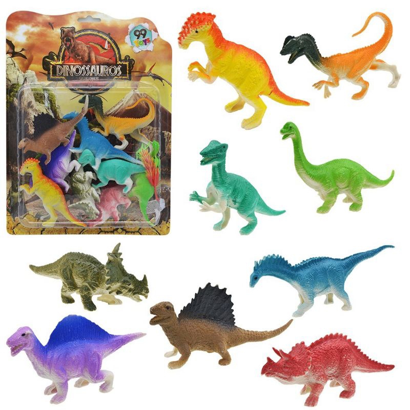 Kit 9 Dinossauros de Brinquedo Miniaturas Figuras Animais Jurássicos Infantil Educativo