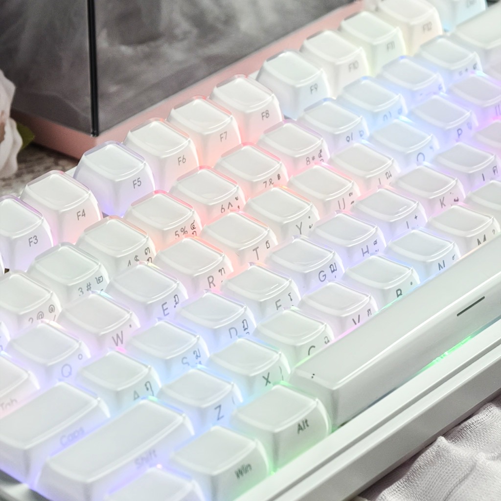 MAIMOOO Jelly English Keycaps 132 Teclas Semelhantes Perfil SA PC PBT Carta Gravada Lateralmente Duplo Tiro Cris