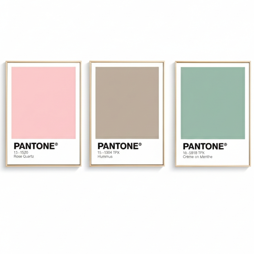 Quadros decorativos Arte Visual Nórdica Pantone Design cores moderna (3 peças)
