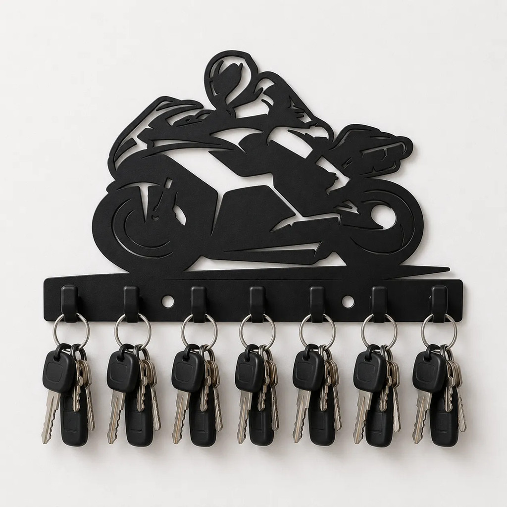Porta Chaves Moto Esportivo Decoração Visual 7 Ganchos