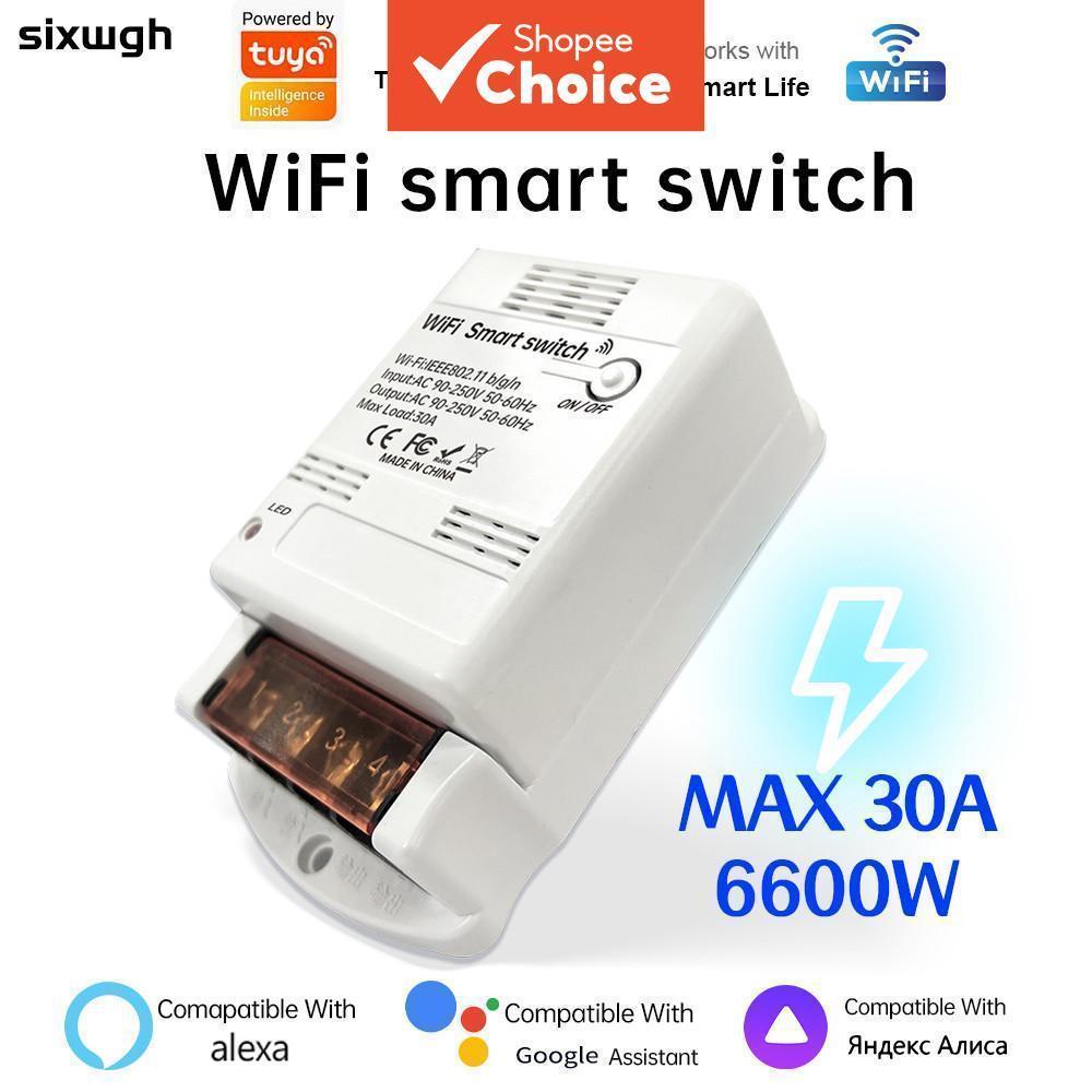 30A Wi-Fi para Tuya Smart Switch, interruptor para bomba d'água, compatível com Smart Life, funciona com controle por