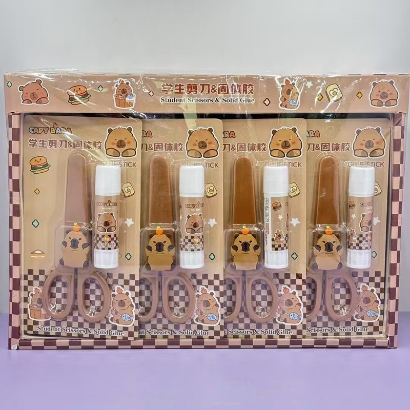 18Handle/Box Capybara Scissors，Comes with a cartoon protective case，Strong adhesive，Desi