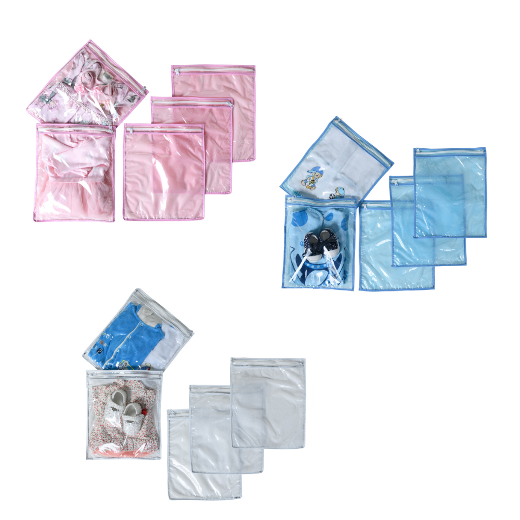 Kit com 3 saquinhos organizadores para mala de maternidade com zíper  - roupas molhadas de praia