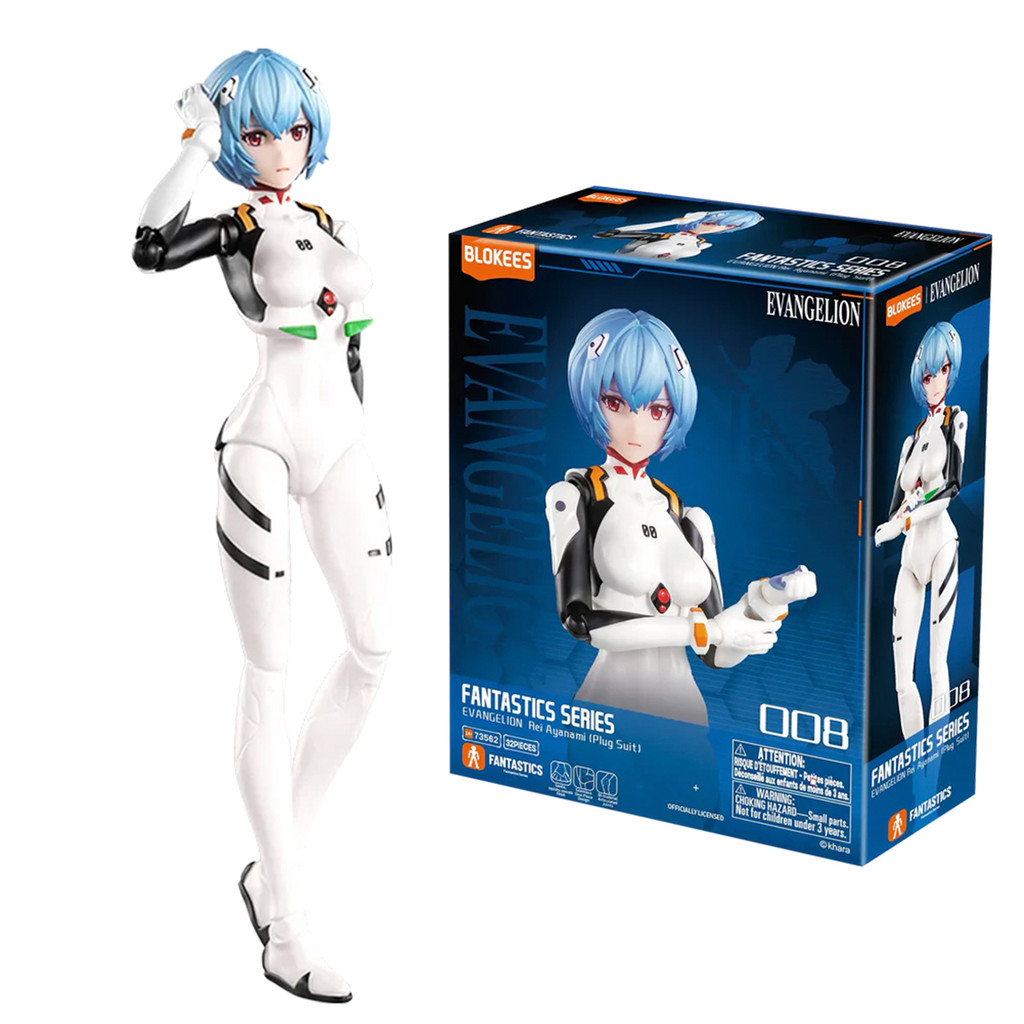 Boneco Articulado Montável Blokees Evangelion Fantastics Series Rei Ayanami Colecionável Model Kit