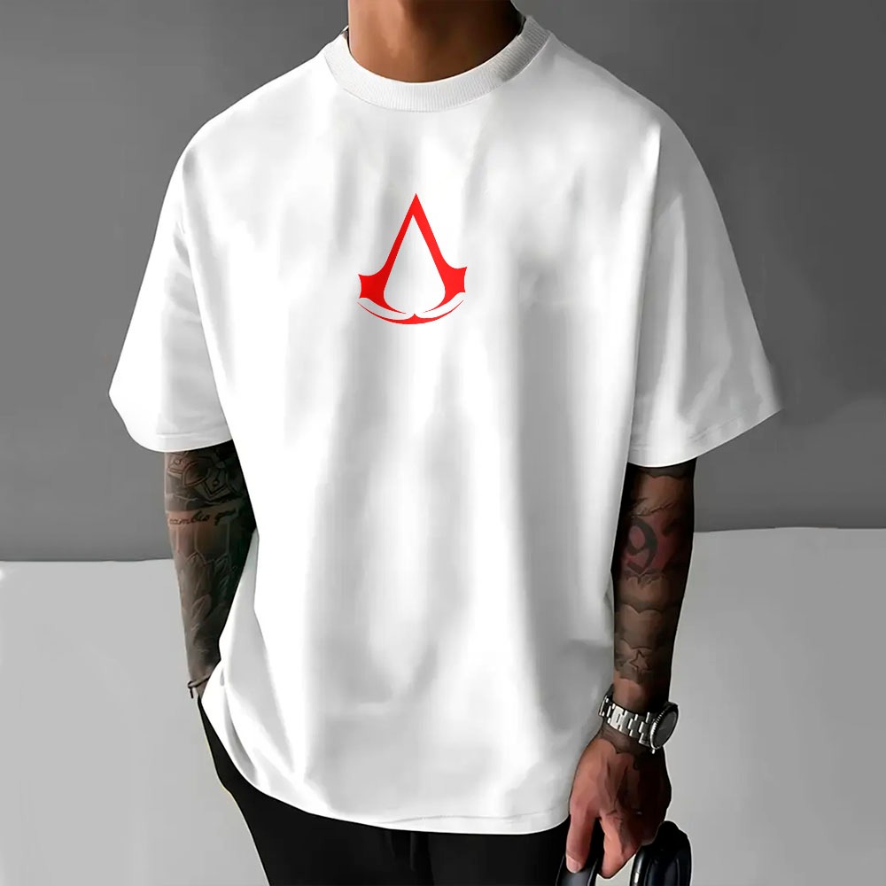 Camiseta Básica ou Oversized Logo Minimalista Assassins Creed Mode Game Estilosa Unissex