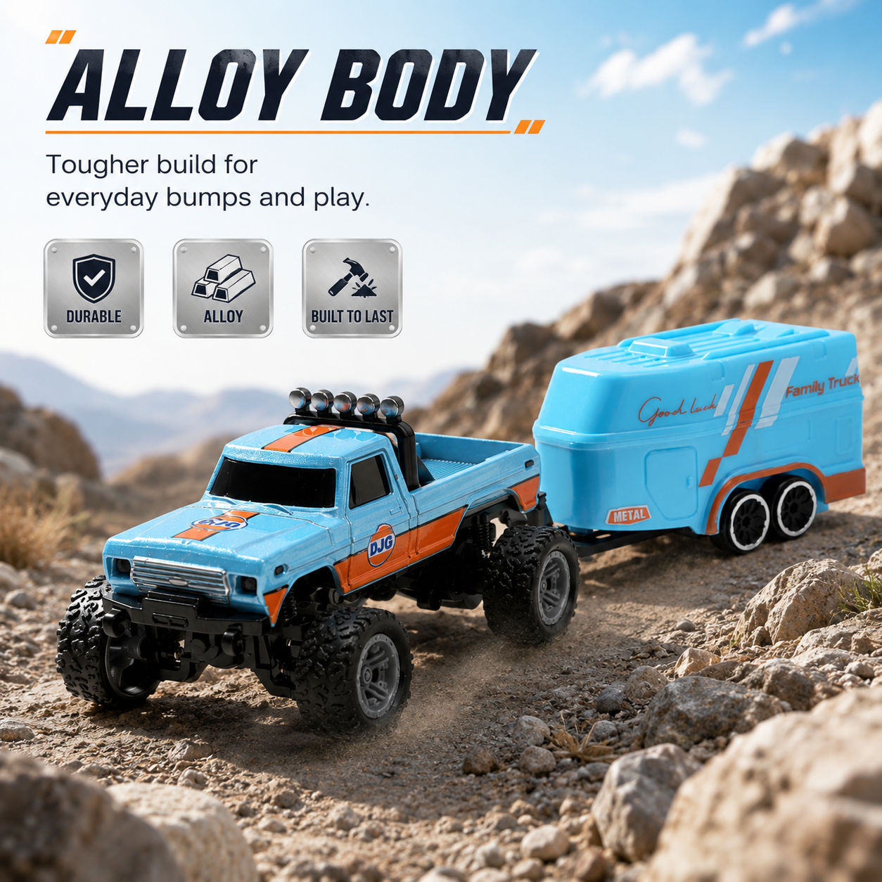 Conjunto de Reboque para Carro RC escala 1:64, controle dual mode, 3 velocidades, veículo de corrida de alta velocidade,