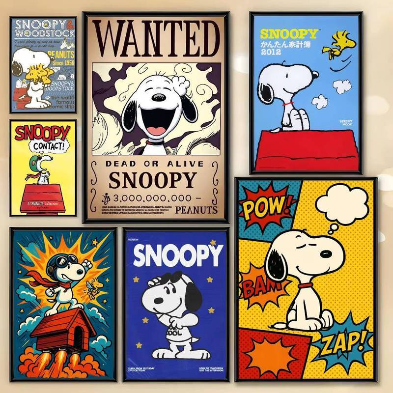 Snoopy Peanuts Comic Canvas Poster Norame Vintage Cartoon Wall Art Print Crianças Quarto Sala De Estar Decoração De Casa