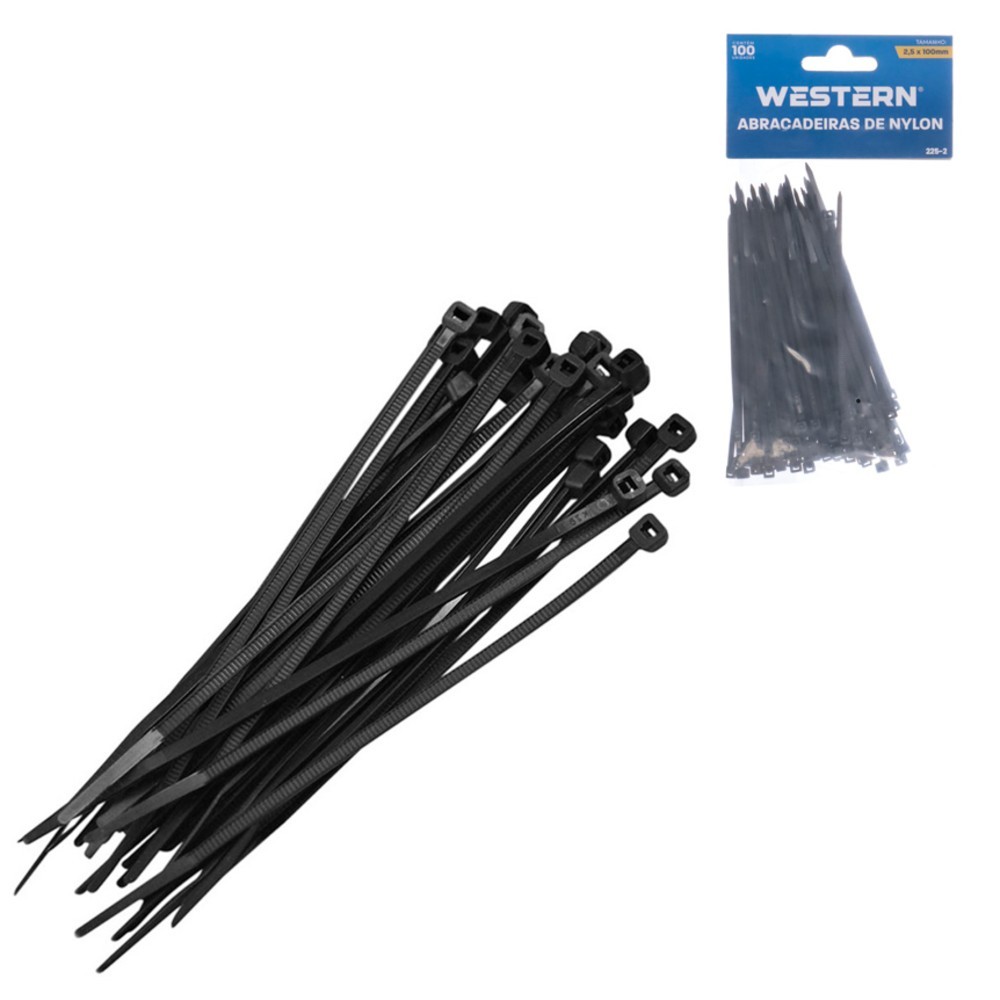 Abraçadeira De Nylon Preta 2,5 X 100 mm Jogo Com 100 Peças Enforca Gato