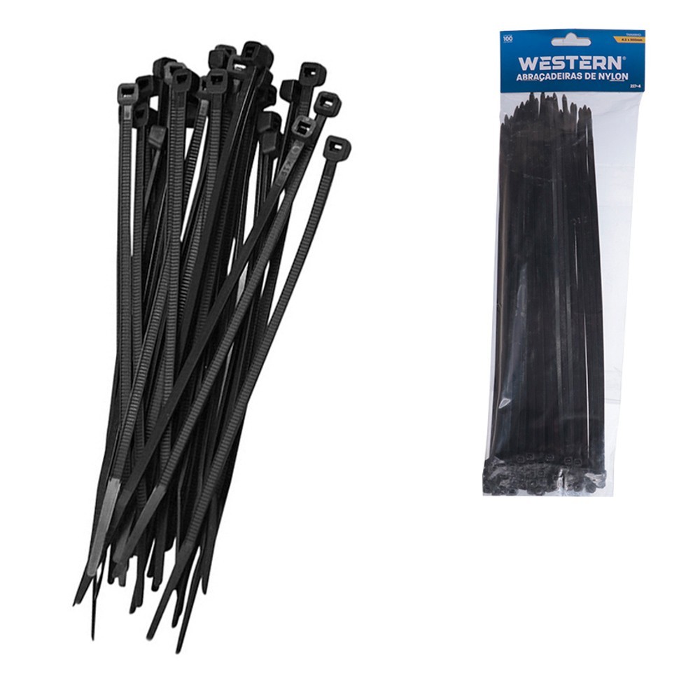 Abraçadeira De Nylon Preta 4,5 X 300 mm Jogo Com 100 Peças Enforca Gato