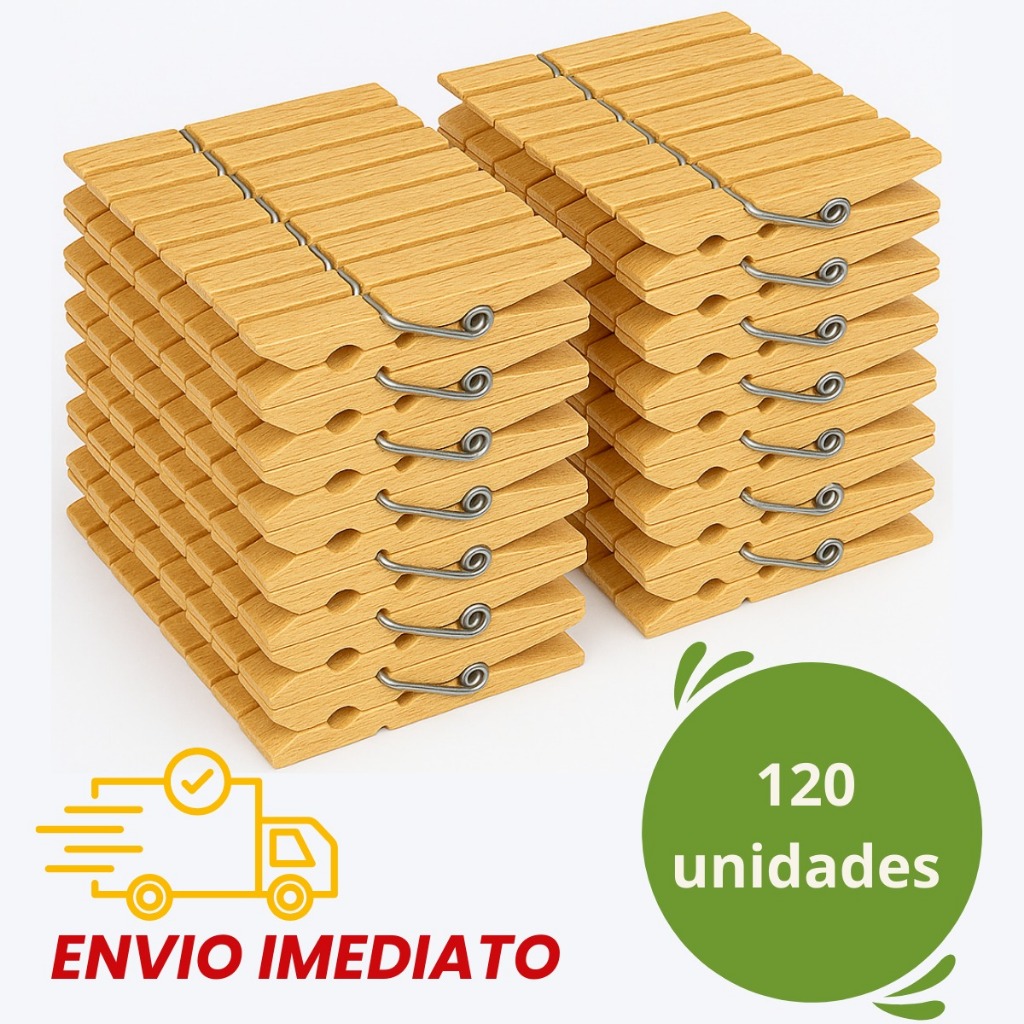 Kit Prendedores de Roupa Pregadores Madeira Prendedor Varal Artesanato 120 Unidades