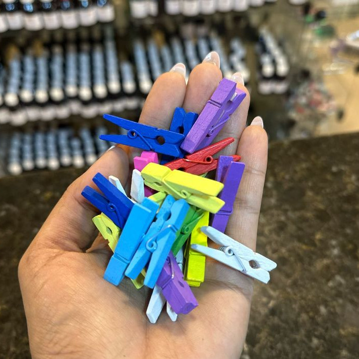 Kit Com 20 Mini Prendedores Pregador Madeira Coloridos Decorativo Lembrancinhas