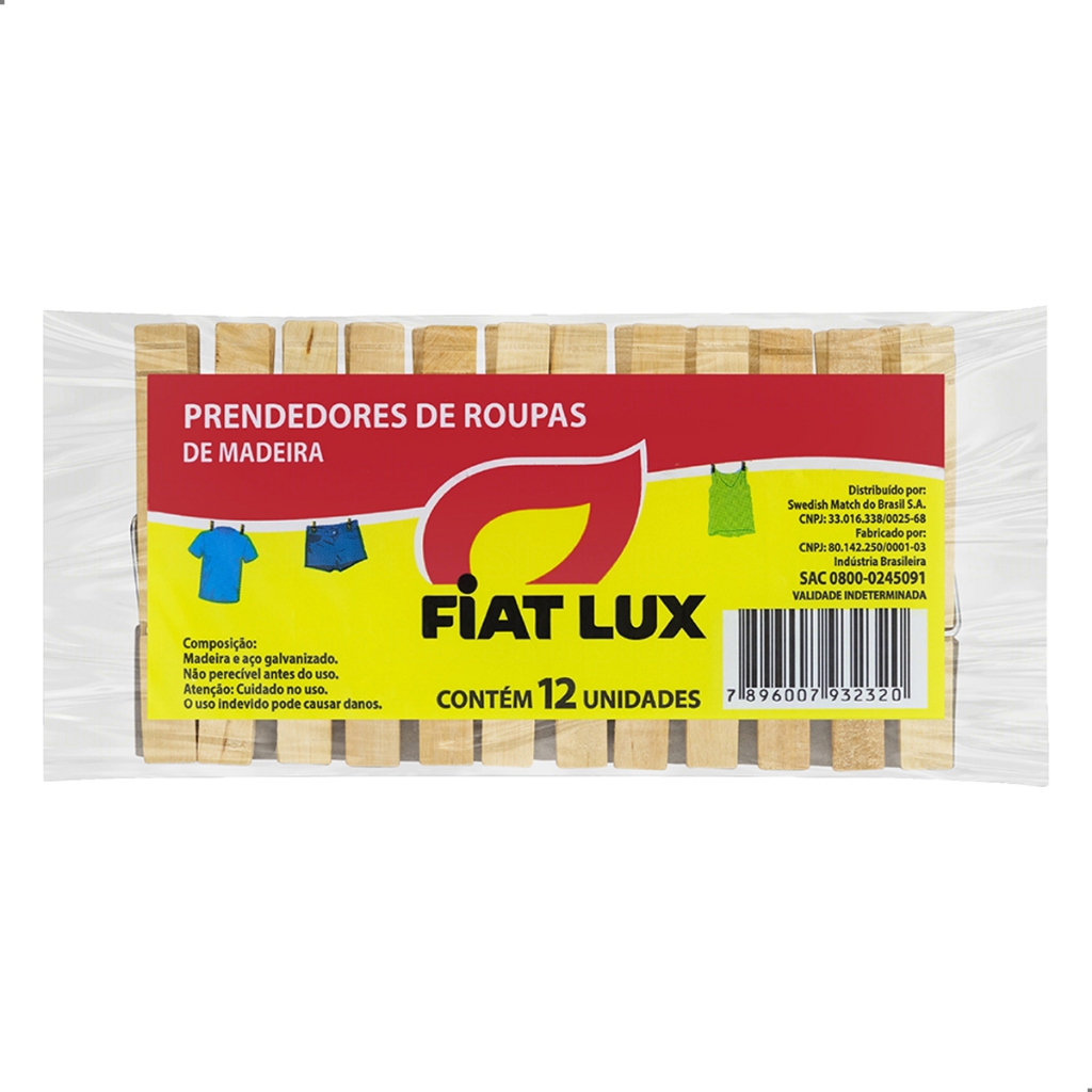 Pregador Prendedor de Roupa Madeira Pequeno Com 12 Unidades